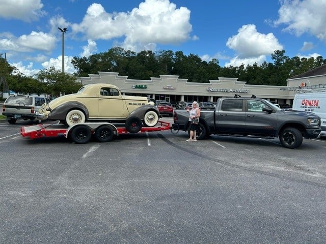 1937 Packard 120C Sport Coupe on arrival in the United States after safe shipment by Autoshippers