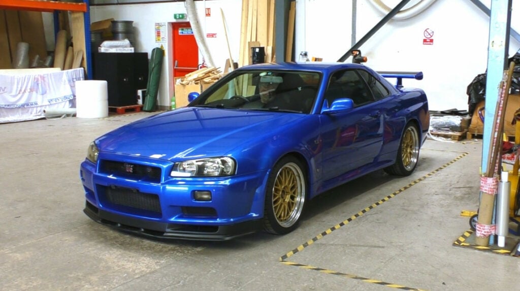 Nissan Skyline GTR R34 on arrival at the Autoshippers warehouse, prior to shipping to the USA