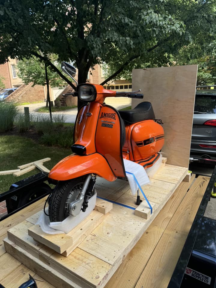 Lambretta GP200 on arrival in Maryland, USA after shipping from the UK by Autoshippers