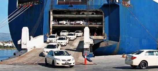 Roll-on roll-off car shipping